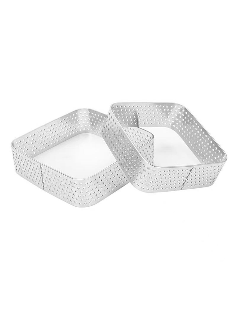 2pcs الفولاذ المقاوم للصدأ كعكة القوالب مربع ثقب التهوية موس حلقة البسكويت الحلوى بيضاوي القطع DIY المطبخ أدوات الخبز - Image 2