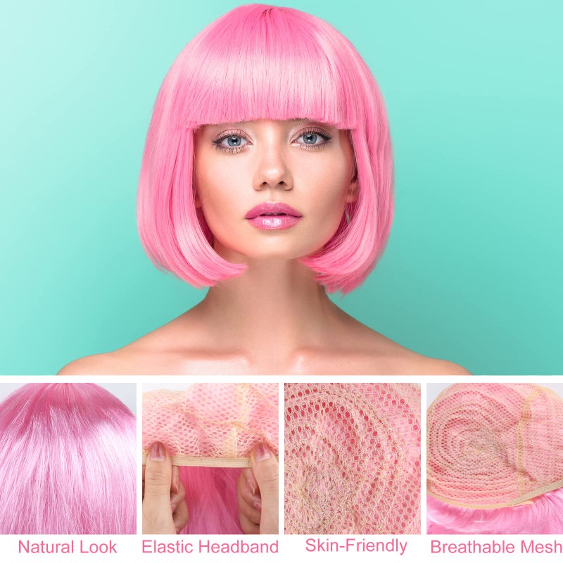 PLULON 14 Pieces Colorful Wigs, Party Wigs and Sunglass Set, Neon Short Bob Wig Sunglass Pack Costume Colorful Cosplay Wig Daily Party Hairpieces Bachelorette Halloween Costume - Image 4