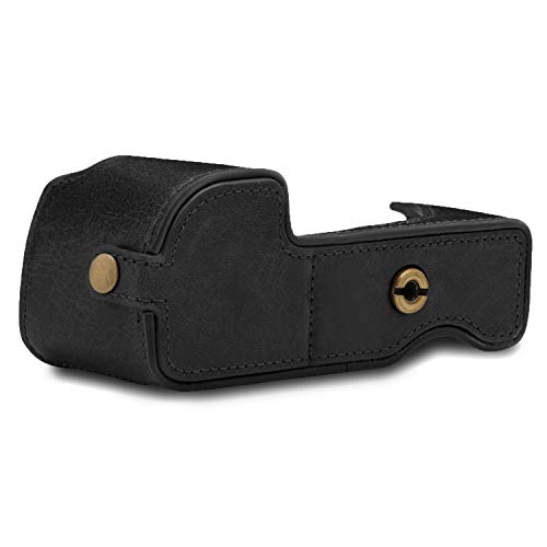 MegaGear MG1641 Ever Ready Genuine Leather Camera Half Case compatible with Sony Alpha A6100 A6400 Black - Image 3
