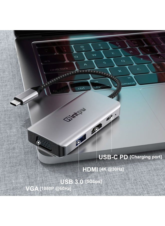 intpw USB 3.1 Type-C to HDMI VGA Adapter with Thunderbolt 3 Port - Space Grey - Image 3