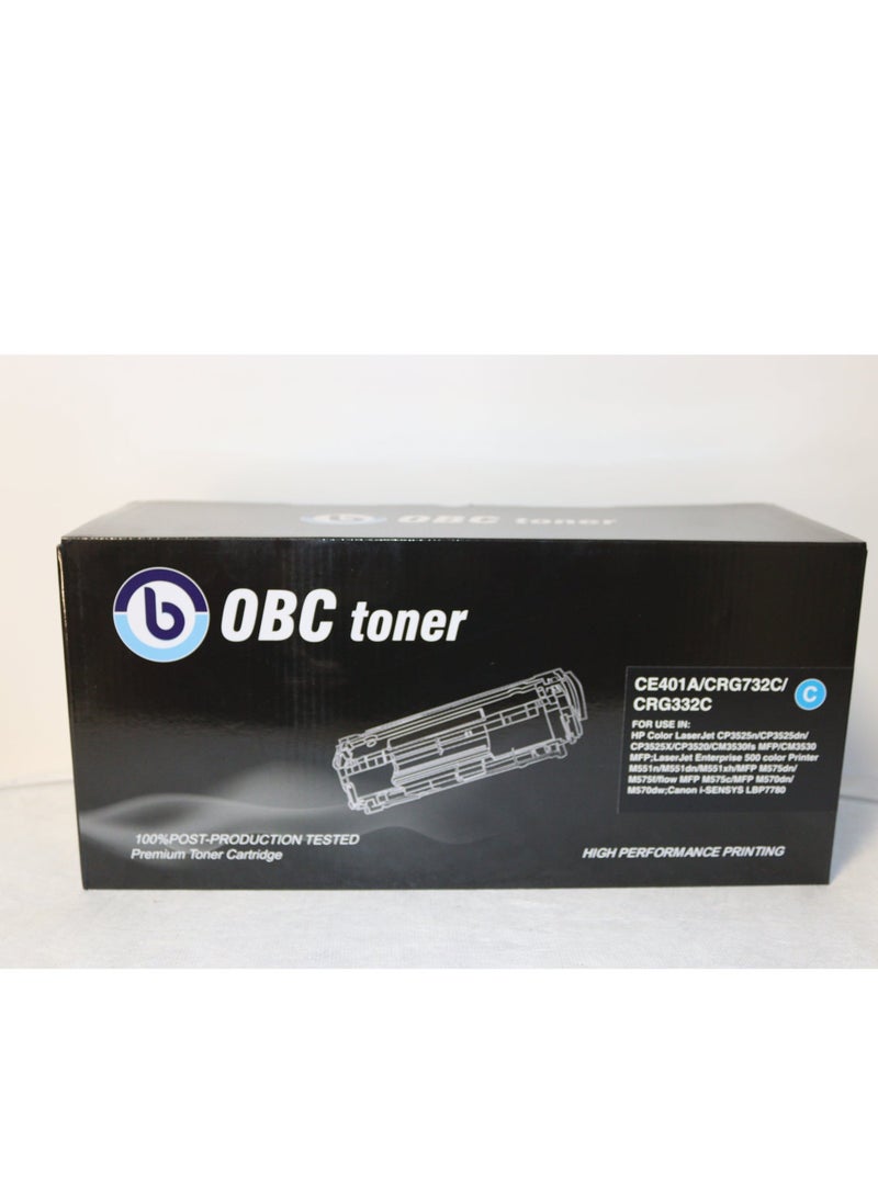او بي سي خرطوشة حبر ليزر سماوي  متوافقة من OBC  بديلة لـ HP CE401A – 507A و Canon CRG-732C / CRG-332  طباعة حتى 6000 صفحة بألوان زاهية وجودة طباعة احترافية - Image 2