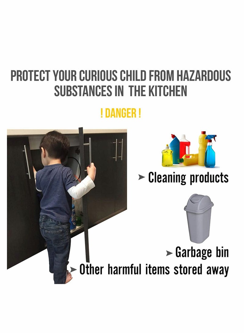 Excefore Upgraded Invisible Baby Proofing Cabinet Latch Locks (10 Pack) - No Drilling or Tools Required for Installation, Works with Most Cabinets and Drawers, Works with Countertop Overhangs, Highly Secure - Image 2