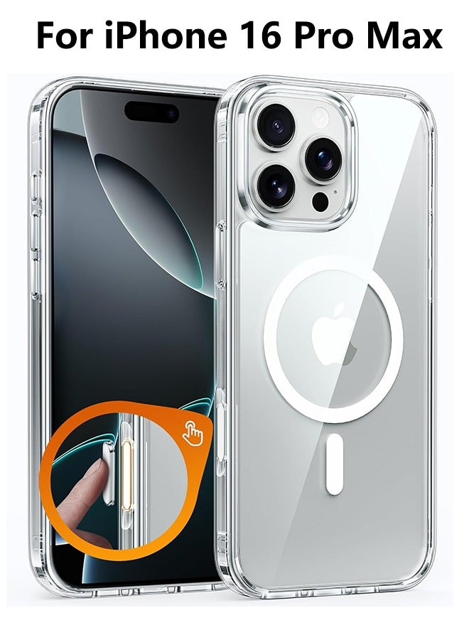 Magnetic for iPhone 16 Pro Max Case: Support Camera Control Capture  Button, [Compatible with MagSafe] [Top Grade Protection] Drop Protection Anti Yellowing Cell Phone Cover - Rugged Shockproof Transparent Cases(Clear - Camera Control) - Image 1