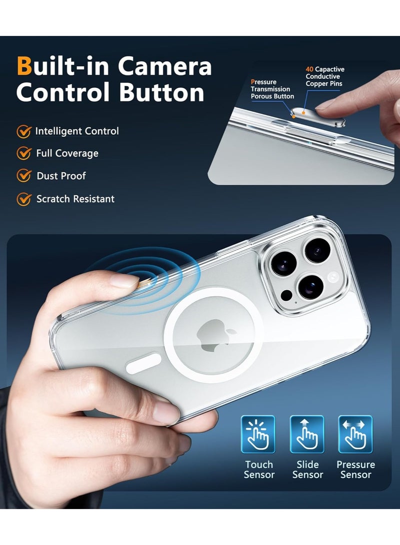 Magnetic for iPhone 16 Pro Max Case: Support Camera Control Capture  Button, [Compatible with MagSafe] [Top Grade Protection] Drop Protection Anti Yellowing Cell Phone Cover - Rugged Shockproof Transparent Cases(Clear - Camera Control) - Image 2
