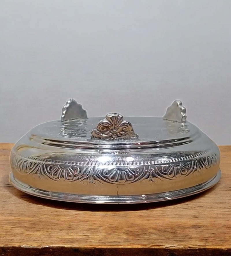 Sigaram Germaan Silver 7 Inch Floral Design Plate with Stand for Home Pooja Decore K4483 - Image 5