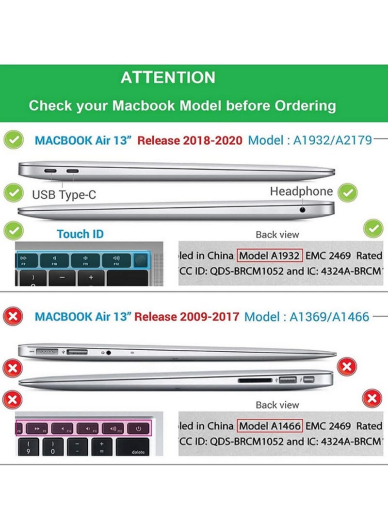 1PCS For MacBook Air 13 Inch Case 2022 2021 2020 2019 2018 Release A2337 M1 A2179 A1932 Retina Display Touch ID Protective Hard Shell Cover Crystal Black - Image 2