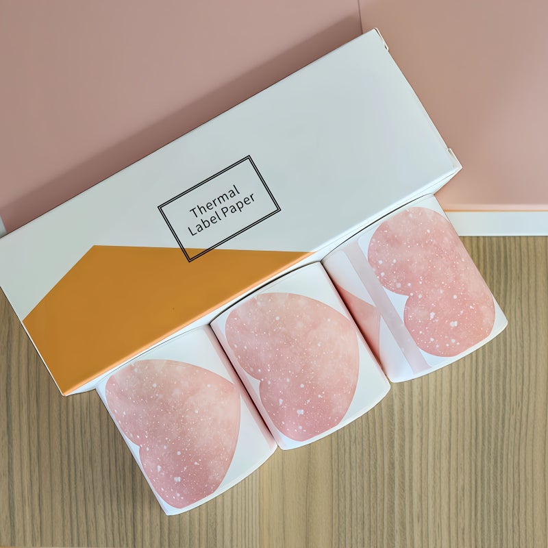 3 Rolls 140 Pieces 2 Inch Pink Heart Shaped Thermal Sticker Labels Compatible With Phomemo M110 M221 M220 M120 M200 Marklife P50 941B 241 BT 246S D520 BT Label Printers - Image 3
