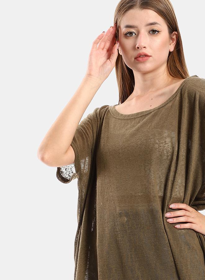 kady Jamila women solid pattern cover up with decorated fringeswomen ,olive-3xl-4xl - Image 4