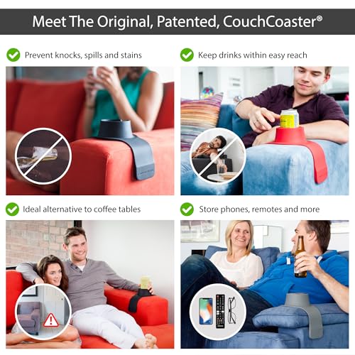 HIT PRODUCTS CouchCoaster® - Original & Patented Armrest Couch Cup Holder, Jet Black - A Weighted, Silicone, Anti Slip Coaster Stops Spills On Your Sofa, Armchair Or Recliner & Keeps Drinks in Reach - Image 2