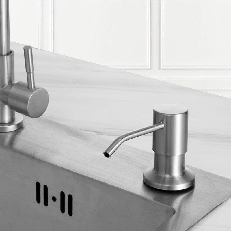 Becomrock Soap Dispenser for Kitchen Sink, Built in Sink Soap Dispenser Lotion Dispenser with 17 Ounce Bottle, Stainless Steel Sink soap Dispenser, Brushed Nickel - Image 2