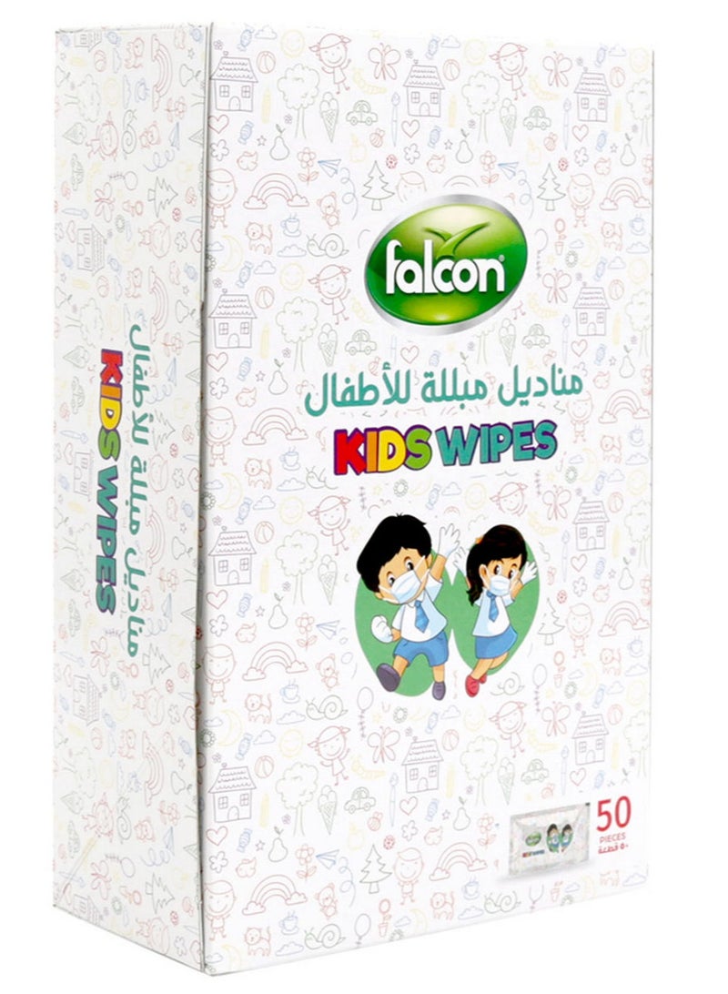 Falcon Kids Refreshing Wet Wipes 50 Pcs Pack - Image 2