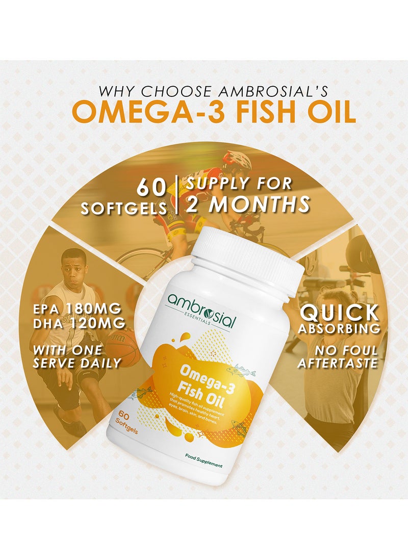 Omega 3 fish oilHigh Strength fish oil omega 3 1000mg with 180mg EPA & 120mg DHA Supports Healthy Heart, Brain & Eye Health 60 Softgels - pzsku/ZEE478F1DC5E1D4F9C133Z/45/_/1726058459/5cdb0aee-17d4-47d8-ae9c-29d04acd6efe