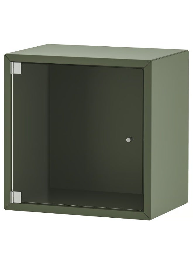 Wall Cabinet with Glass Door – Grey-Green, 35×25×35 cm | Modern Storage Cabinet for Home, Kitchen & Office - Image 1