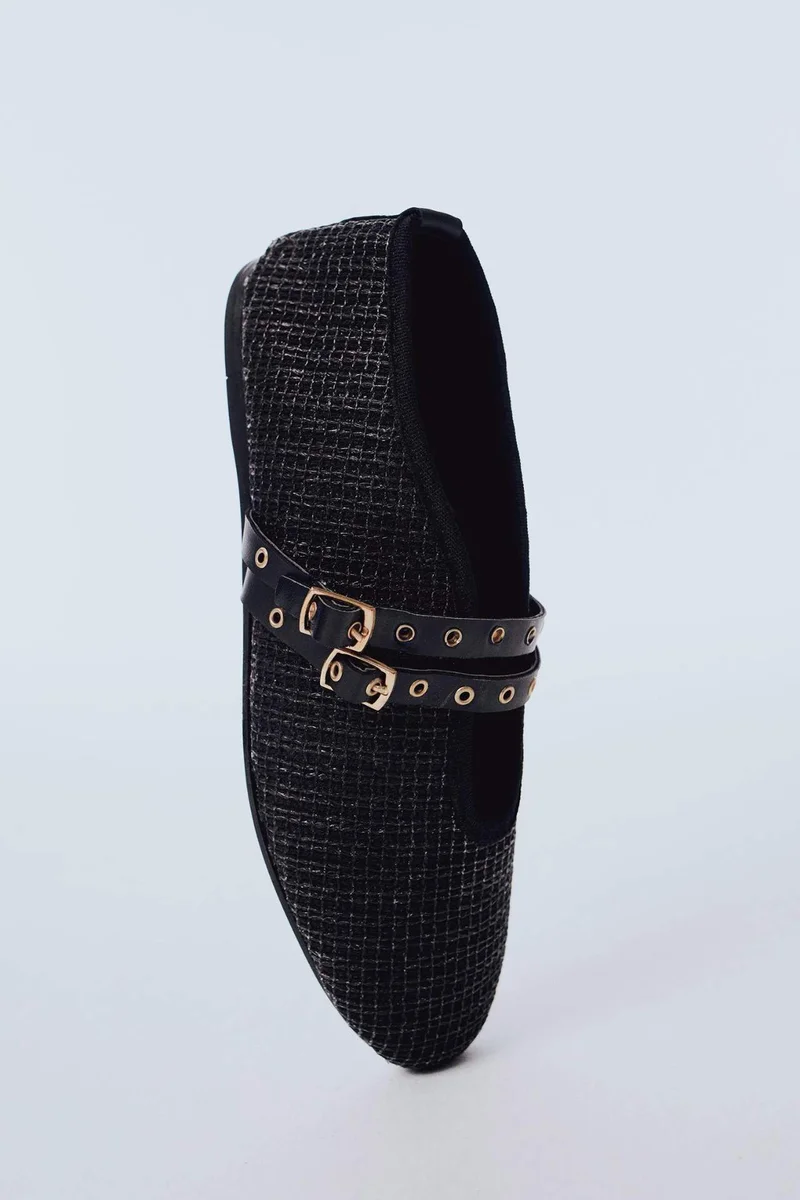DeFacto Woman Double Strap Straw Ballerina Flat Shoes