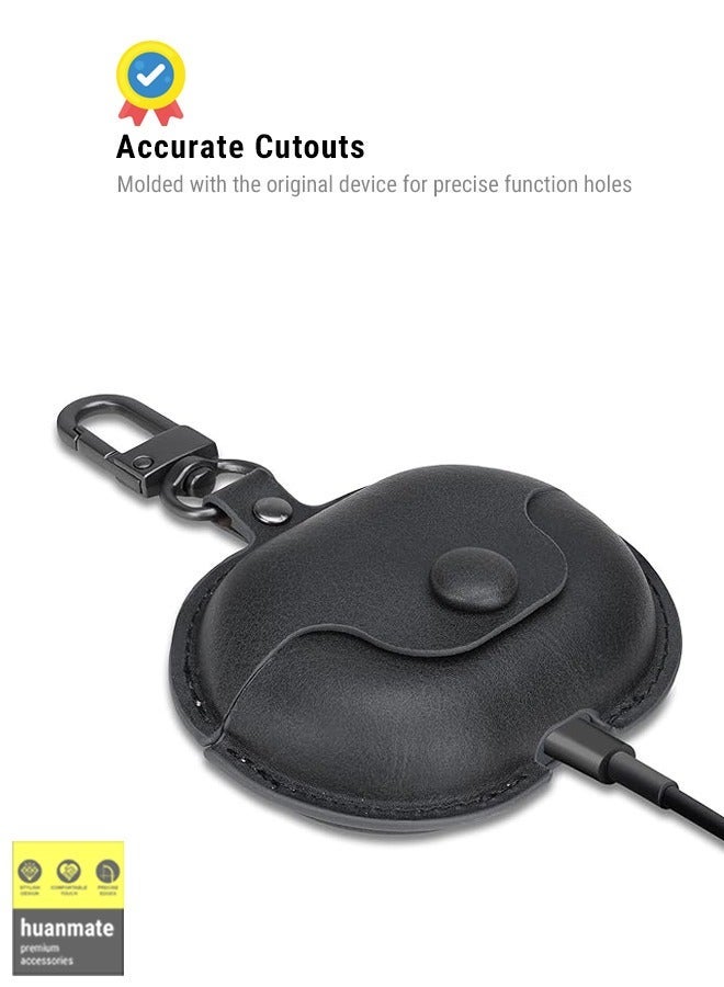 huanmate Stylish Leather Protection Case Cover For Huawei FreeBuds 5i Black - Image 5