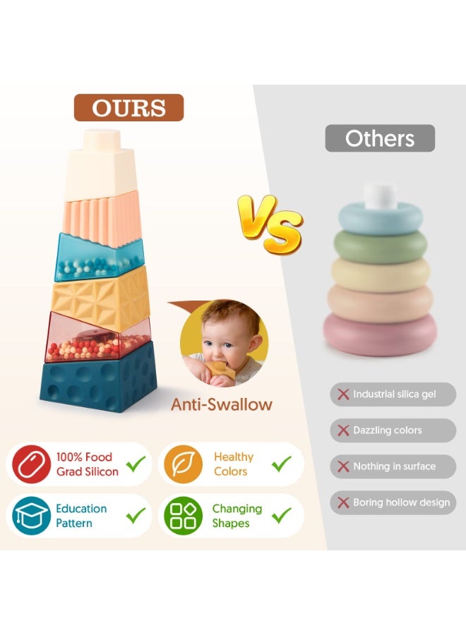 MIXDE Toddler Montessori Toys for 2 Year Old Boys Girls Gift Baby Sensory Stacking Building Blocks Learning Educational Irregular Square Autism Toys for 18 Plus Months Age 2 3 4 One Two Year Old Kids - Image 4