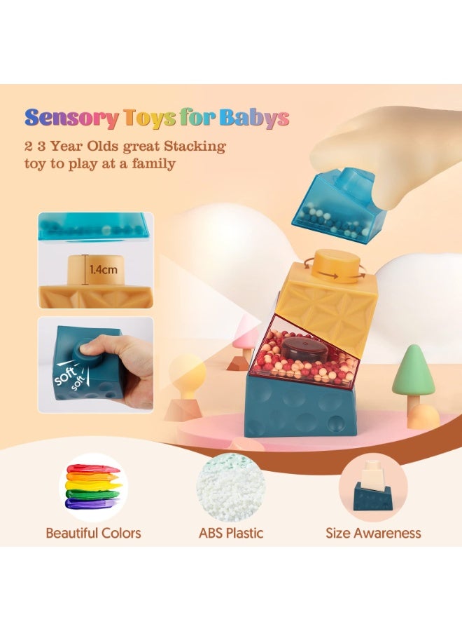 MIXDE Toddler Montessori Toys for 2 Year Old Boys Girls Gift Baby Sensory Stacking Building Blocks Learning Educational Irregular Square Autism Toys for 18 Plus Months Age 2 3 4 One Two Year Old Kids - Image 5
