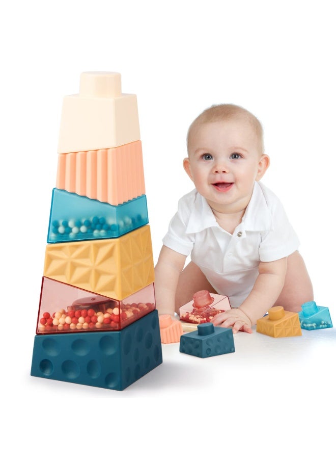 MIXDE Toddler Montessori Toys for 2 Year Old Boys Girls Gift Baby Sensory Stacking Building Blocks Learning Educational Irregular Square Autism Toys for 18 Plus Months Age 2 3 4 One Two Year Old Kids - Image 1