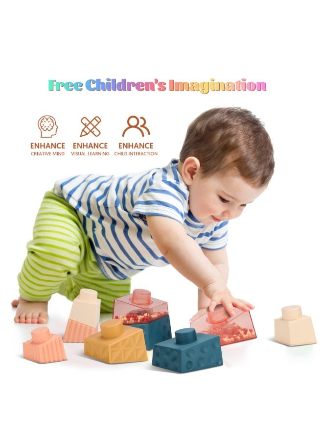 MIXDE Toddler Montessori Toys for 2 Year Old Boys Girls Gift Baby Sensory Stacking Building Blocks Learning Educational Irregular Square Autism Toys for 18 Plus Months Age 2 3 4 One Two Year Old Kids - Image 2