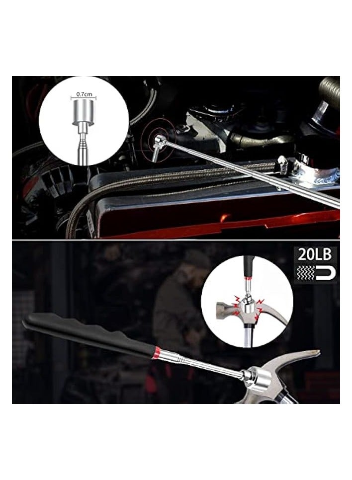 PROMASS 5PCS Magnetic Telescoping Pick-up Tool Kit with 20lb and 1.5lb Pick Up Rod, Round and Square 360 Swivel Adjustable Inspection Mirror and Telescoping Flexible LED Flashlight (Batteries Included) - Image 3