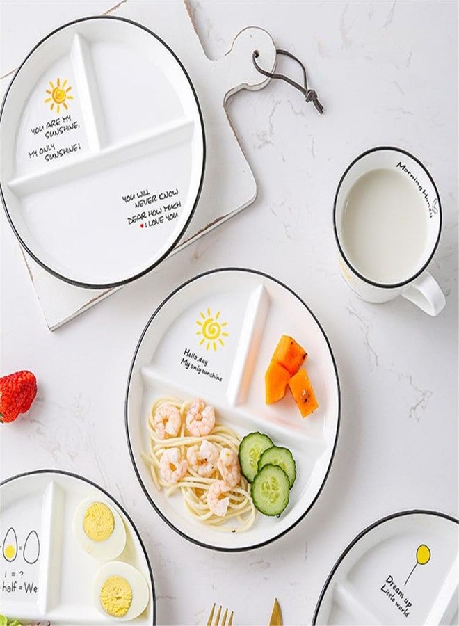 OnePine Ceramic Portion Control Plate Porcelain Healthy Eating Plate, 8 inch Round Diet Plates Divided Plates Porcelain Dinner Plates with 3 Compartment for Dessert, Salad, Pasta and Steak etc - Image 5