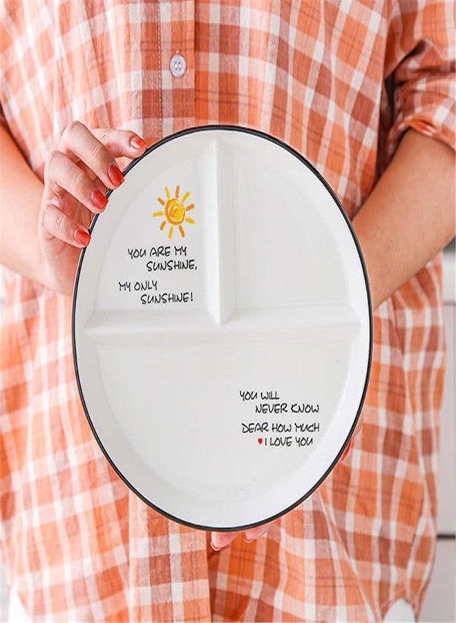 OnePine Ceramic Portion Control Plate Porcelain Healthy Eating Plate, 8 inch Round Diet Plates Divided Plates Porcelain Dinner Plates with 3 Compartment for Dessert, Salad, Pasta and Steak etc - Image 3