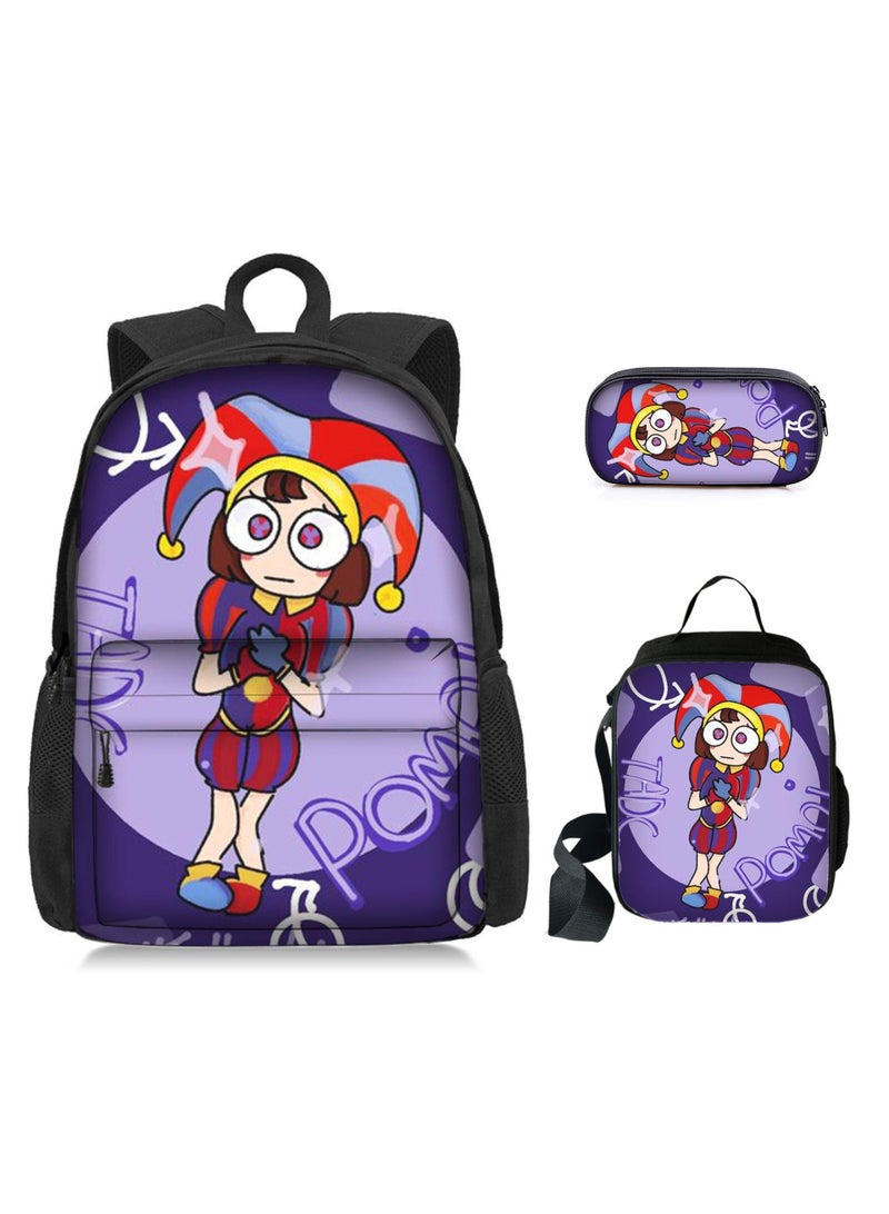 general 3 Pcs Anime The Amazing Digital Circus Backpack Set School Bag - Image 1