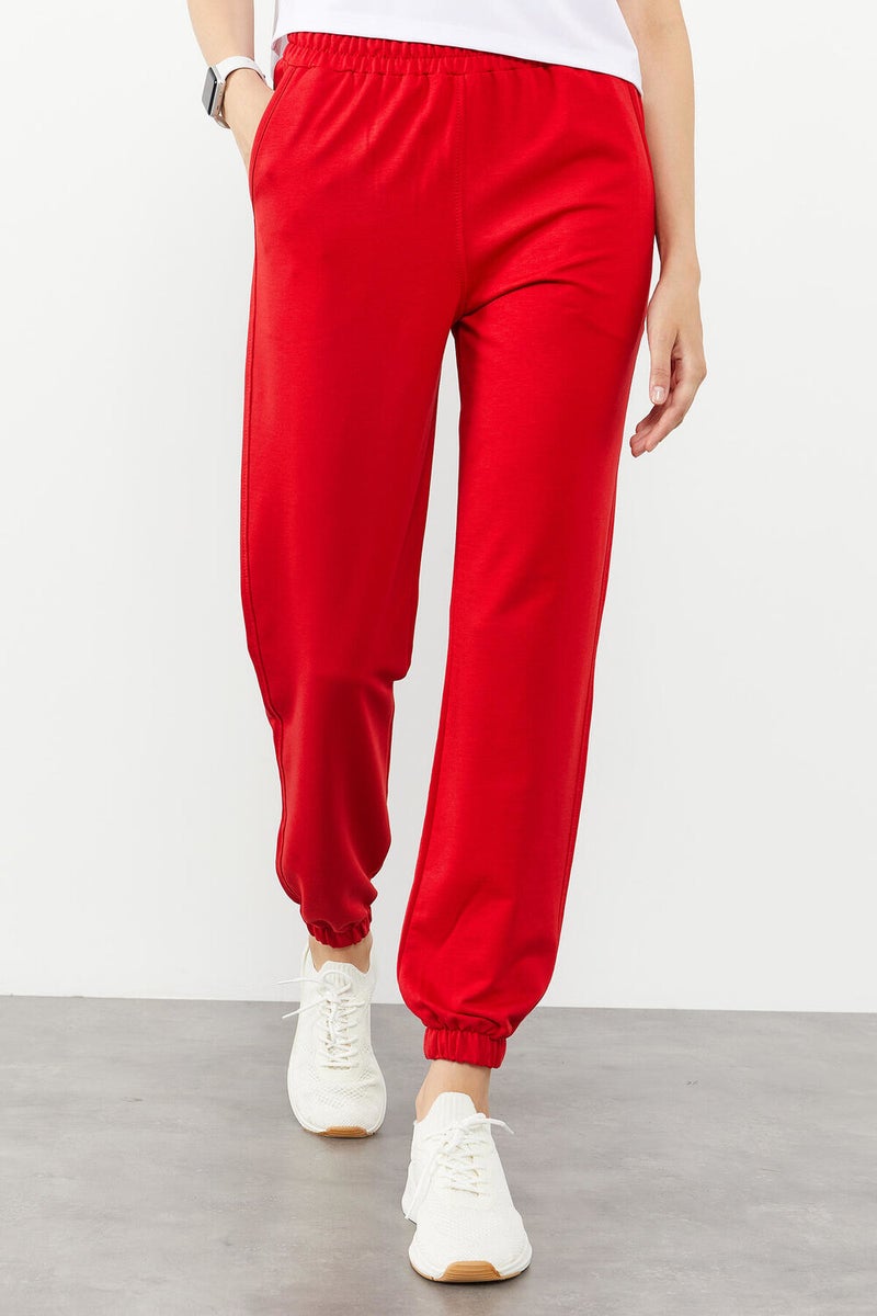 Tommy Life Elastic Leg Classic Red Women's Tracksuit Bottoms  - Image 4