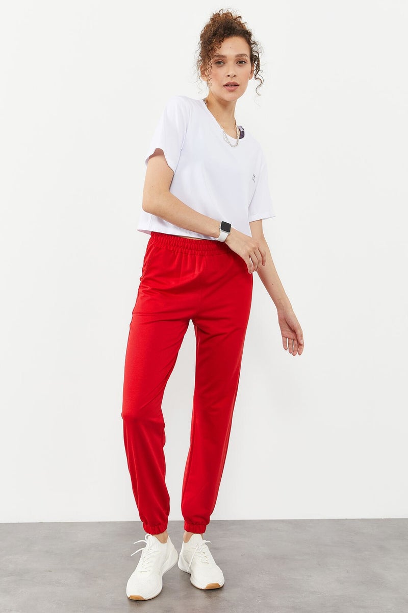 Tommy Life Elastic Leg Classic Red Women's Tracksuit Bottoms  - Image 5