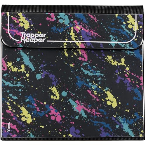 Mead Trapper Keeper Binder, Retro Design, 1 Inch Binder with Folders and Pockets, Holds 8-1/2" x 11" Paper, Paint Splatter (260038FO-ECM) - Image 1