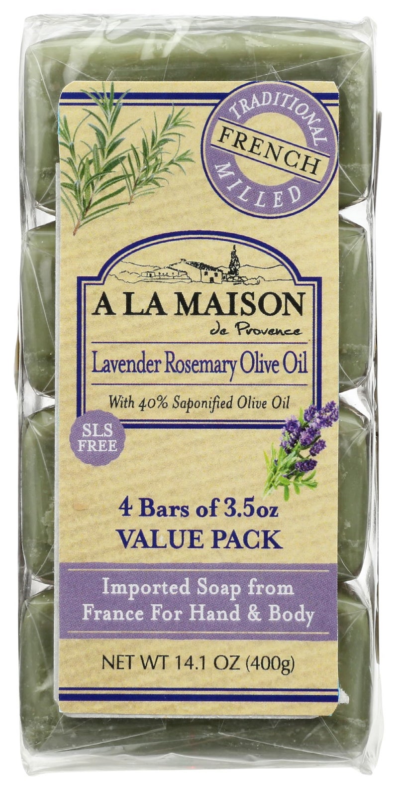 A LA MAISON Lavender Flower Bar Soap - Triple French Milled Natural Moisturizing Hand Soap Bar (4 Bars of Soap, 3.5 oz) - Image 1