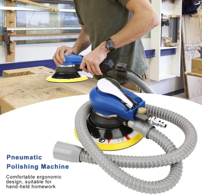 5in 6in Round Sander Vacuum Cleaner Pneumatic Polishing Machine, Air Polisher with Integrated Vacuum Pipe and Dust Storage Bag for Metal Wood Stone Polishing (5 Inch (135 Pcs)) - Image 3