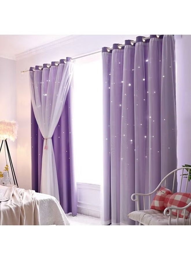 Beauenty 1 Piece Hollowed Out Stars Curtain Blackout Curtains For Living Room Bedroom 100x250cm - Image 5