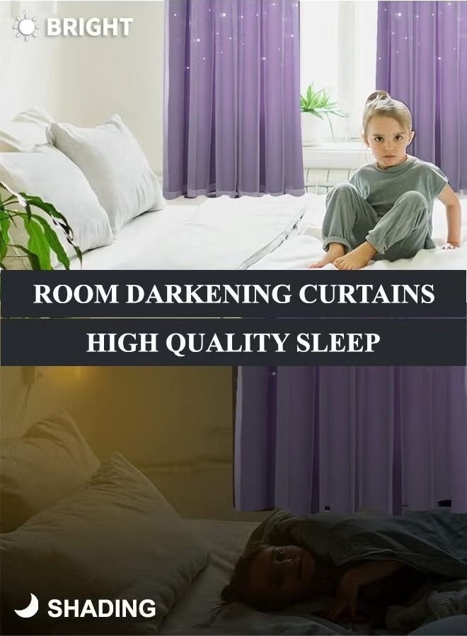 Beauenty 1 Piece Hollowed Out Stars Curtain Blackout Curtains For Living Room Bedroom 100x250cm - Image 2