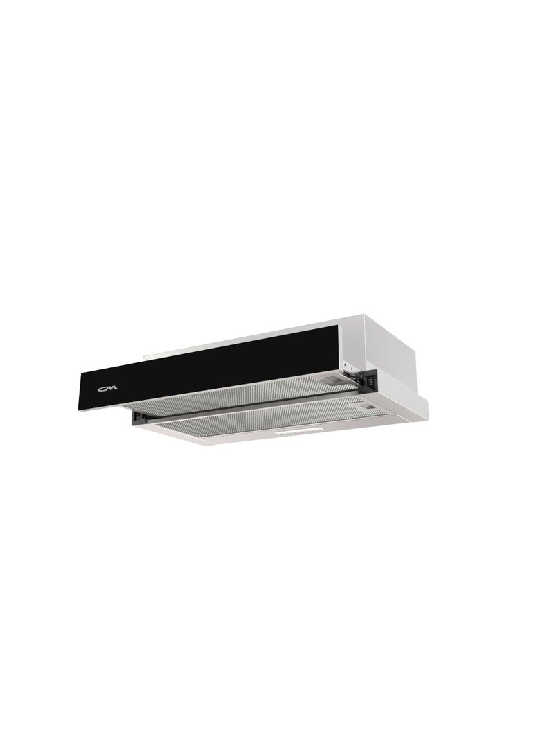CM F6 BLACK 60 Under-Cabinet Pull-Out Hood – 60cm Black Glass Range Hood with Aluminum Filters & 420 m³/h Suction - Image 3