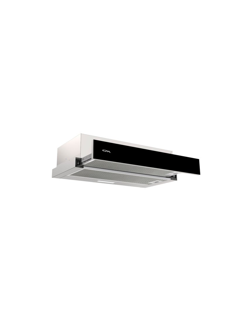 CM F6 BLACK 60 Under-Cabinet Pull-Out Hood – 60cm Black Glass Range Hood with Aluminum Filters & 420 m³/h Suction - Image 1