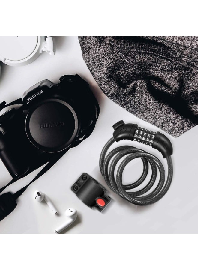 Tanyaz Combination Bike Lock Cable, Digit Combo Bicycle Lock Cable, Keyless, Heavy-Duty Anti Theft Bike Lock with Mounting Bracket for Kids Bike, E-Bike, Motorcycle and More - Image 2