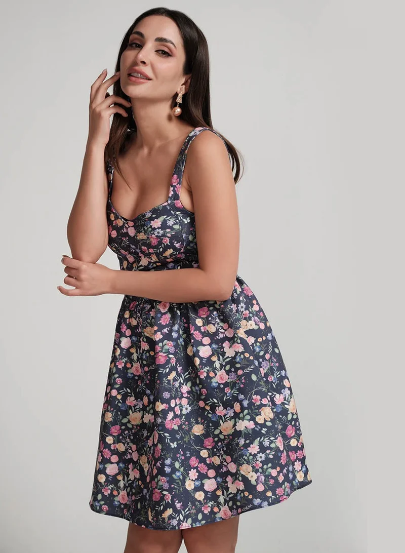 Zigzag Floral Print Dress