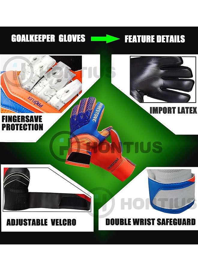 Taiahiro Football Goalkeeper Gloves Kids Men, Boys Youth Adult Soccer Goalie Gloves with Fingersave Super Grip Latex for Football Training Match Summer - Image 4