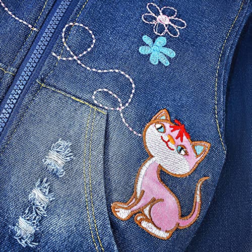 Peacolate 3-10Years Little Big Girls Pink Hoodie Butterfly Denim Jacket(8-9Years) - Image 5