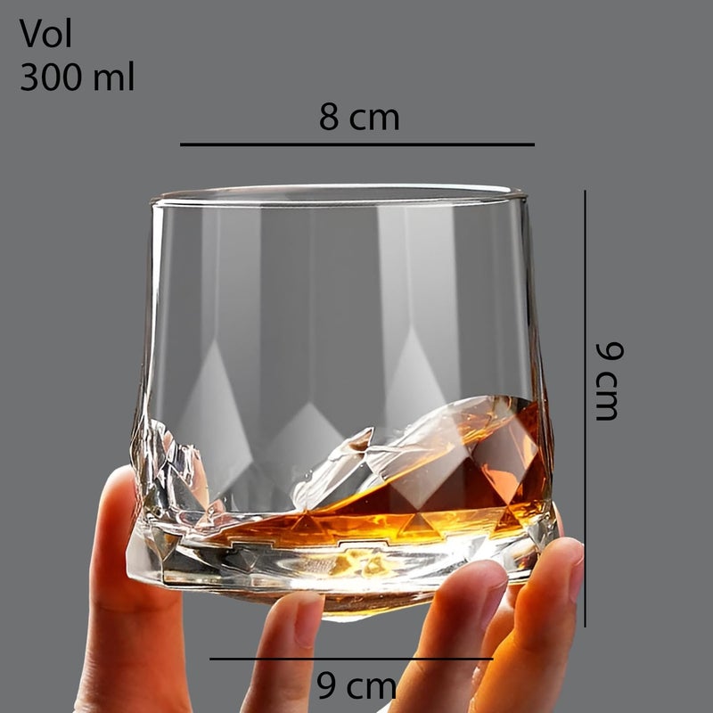 Melbify DiamondCut Rotating Whiskey Glasses 300 ML Set of 2 Premium Crystal Glass Spinner Perfect for Whiskey ScotchBournbonRum and Cognac - Image 5