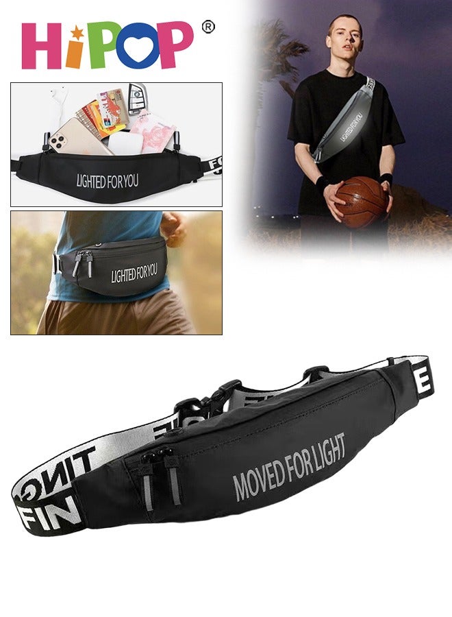 HIPOP Sports Running Waist Bag, Running Belt for Adults, Adjustable and Breathable Waist Pack Bag, Reflective Jogging Pocket Belt, Travelling Money Phone Holder for Running, Cycling, Hiking - Image 1