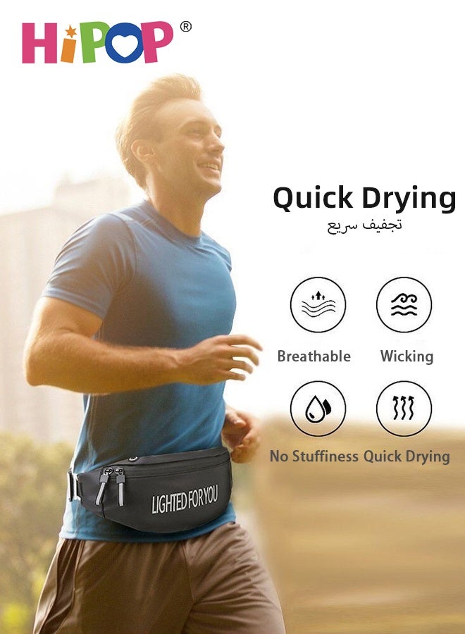 HIPOP Sports Running Waist Bag, Running Belt for Adults, Adjustable and Breathable Waist Pack Bag, Reflective Jogging Pocket Belt, Travelling Money Phone Holder for Running, Cycling, Hiking - Image 2