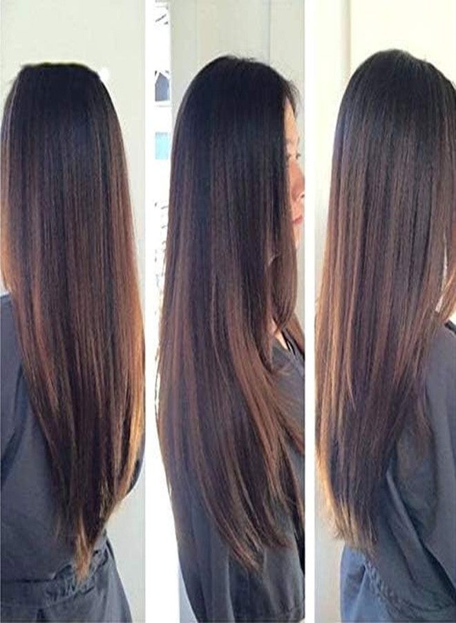 فورين هوليكس وصلات شعر صناعية مستقيمة من فوريين هوليكس، بطول 24 بوصة، بخمسة مشابك، لون بني داكن طبيعي، قطعة شعر صناعية للبنات والسيدات - Image 3