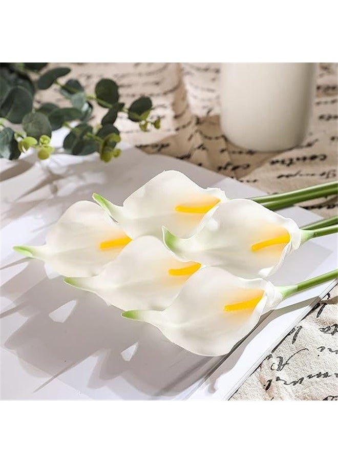 yongsheng 8 Pcs Artificial Flowers 36 cm White，Artificial Calla Lily Silk Fake Flowers for Mother's Day Easter Home Kitchen Wedding Decorations New Year Spring  - Image 2