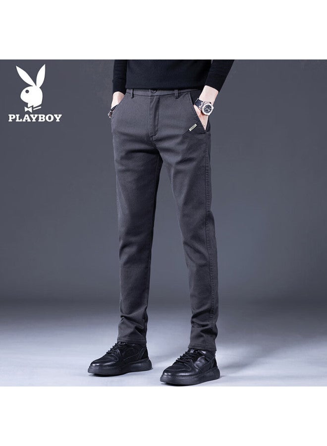 Playboy Men's Casual Pants Spring And Autumn Business Commuter Straight-leg Stretch Pants Trendy Versatile Slim Fit Trousers - Image 1