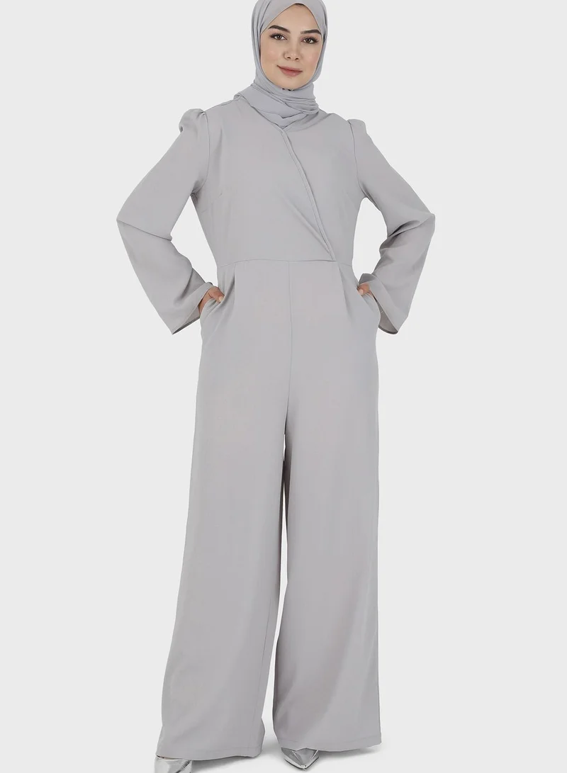 Tavin by Modanisa Wide Leg Pocket Detail Jumpsuit