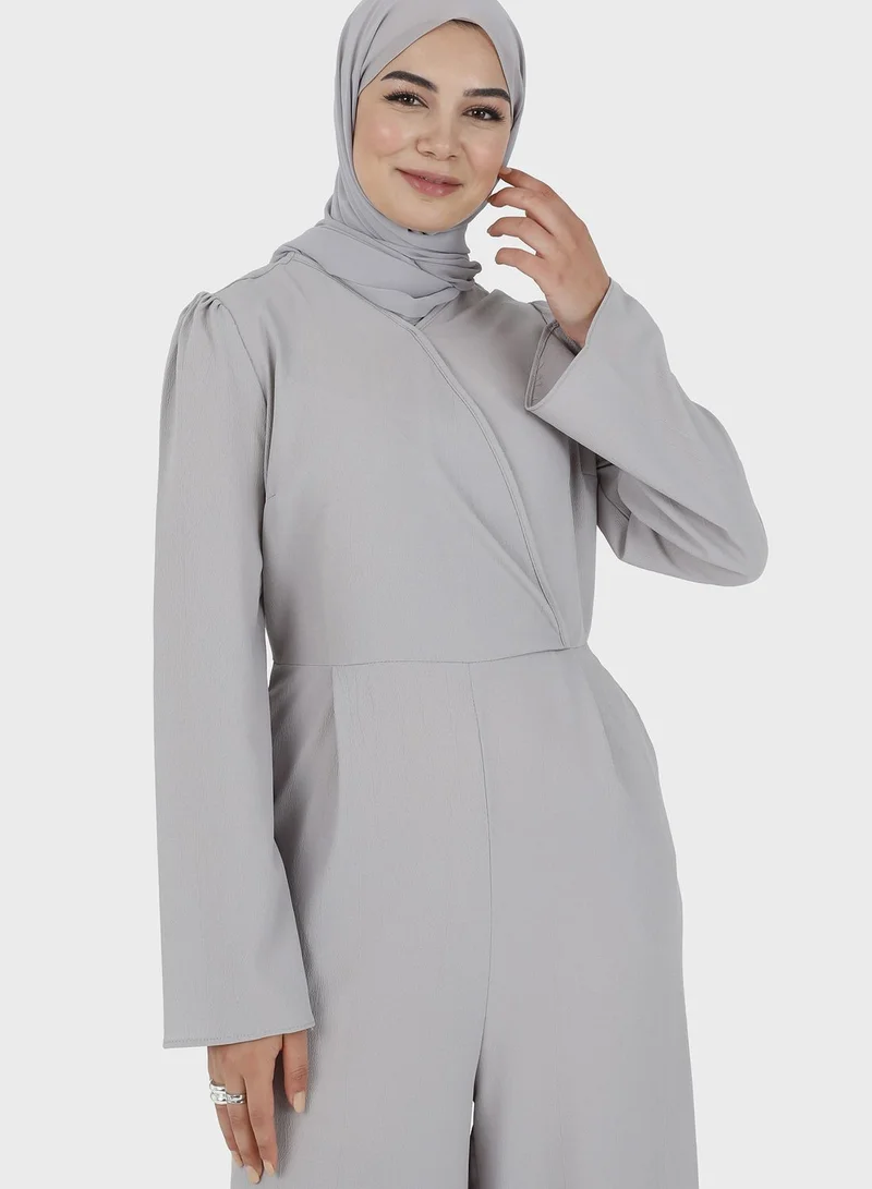 Tavin by Modanisa Wide Leg Pocket Detail Jumpsuit