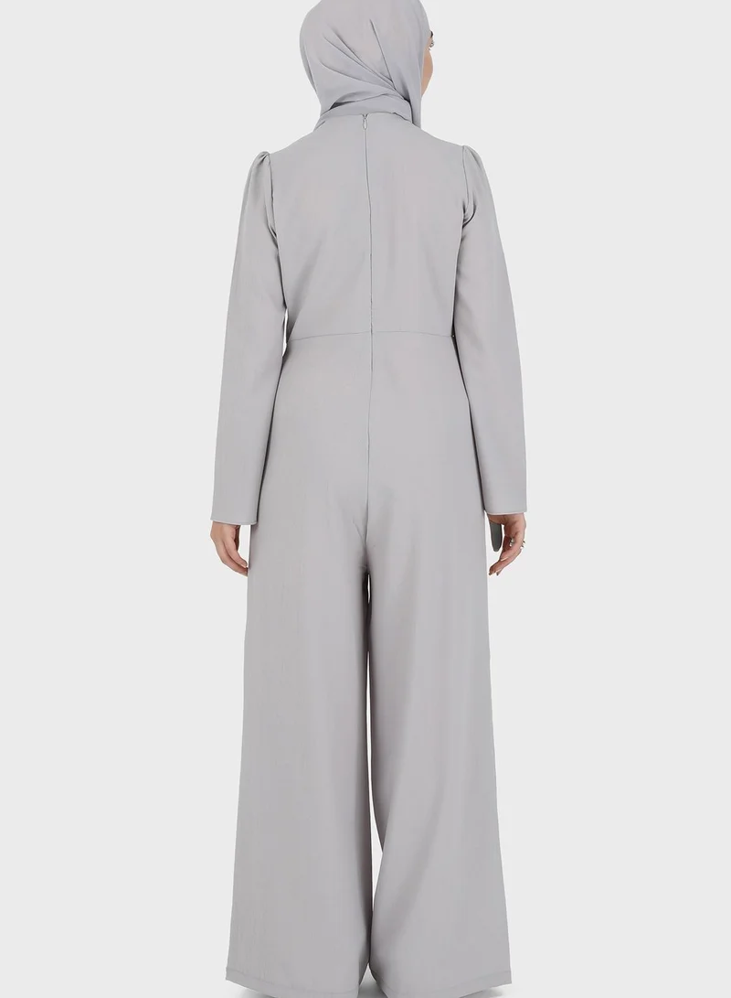 Tavin by Modanisa Wide Leg Pocket Detail Jumpsuit