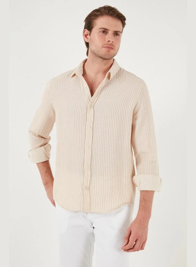 Buratti  Buratti Striped Regular Fit Cotton Long Sleeve Shirt Men's SHIRT CF25S129721 for Men | Best Price UAE